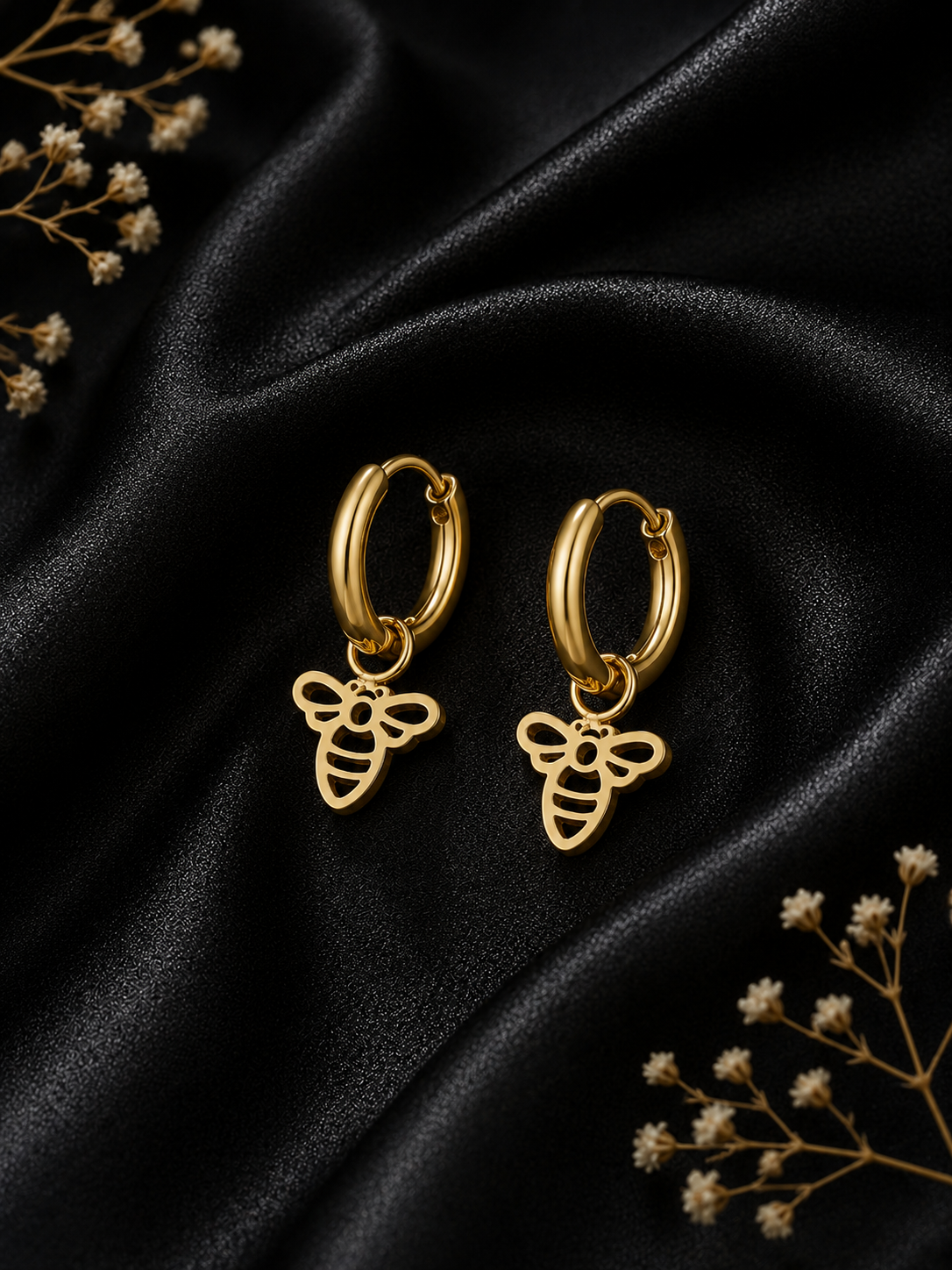Boucles d'oreilles abeilles dorées