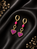 Boucles d'oreilles coeur fuchsia