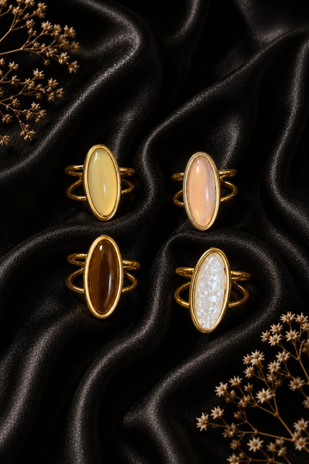 Bague ovale pierre - Plusieurs coloris