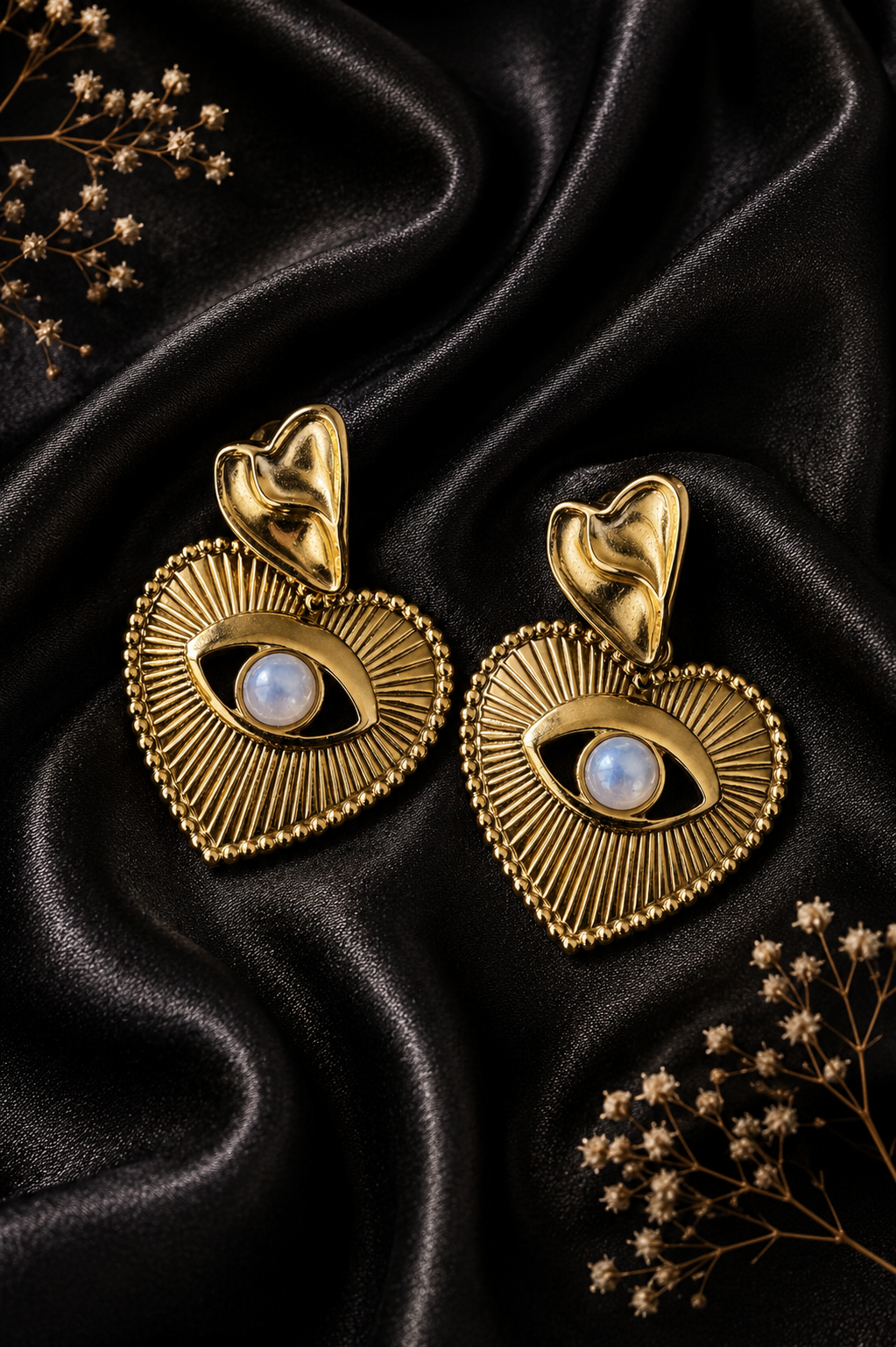 Boucles d'oreilles coeur sacré - Doré ou argenté
