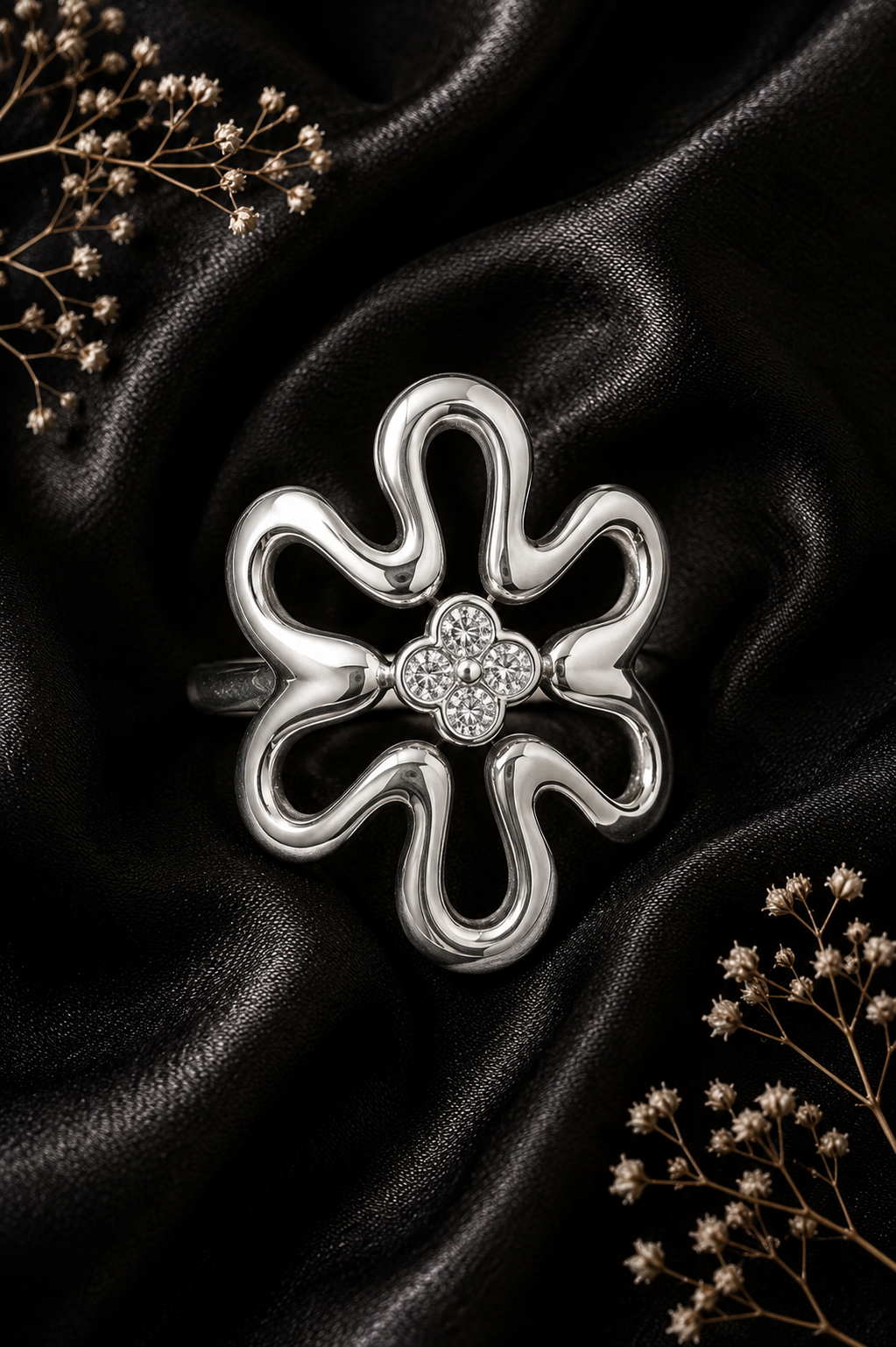 Bague fleur sculptée - Dorée ou Argentée