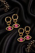 Boucles d'oreille oeil protecteur - Rose ou vert