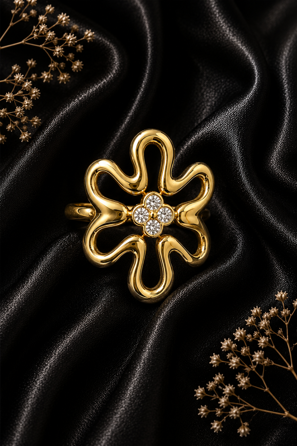 Bague fleur sculptée - Dorée ou Argentée
