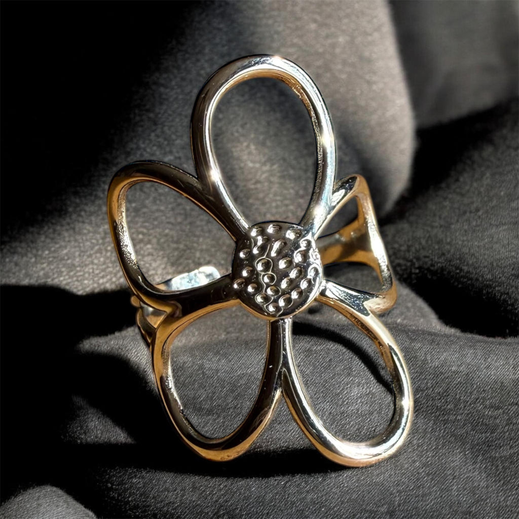 Bague fleur Graphique Argentée - Edition limitée