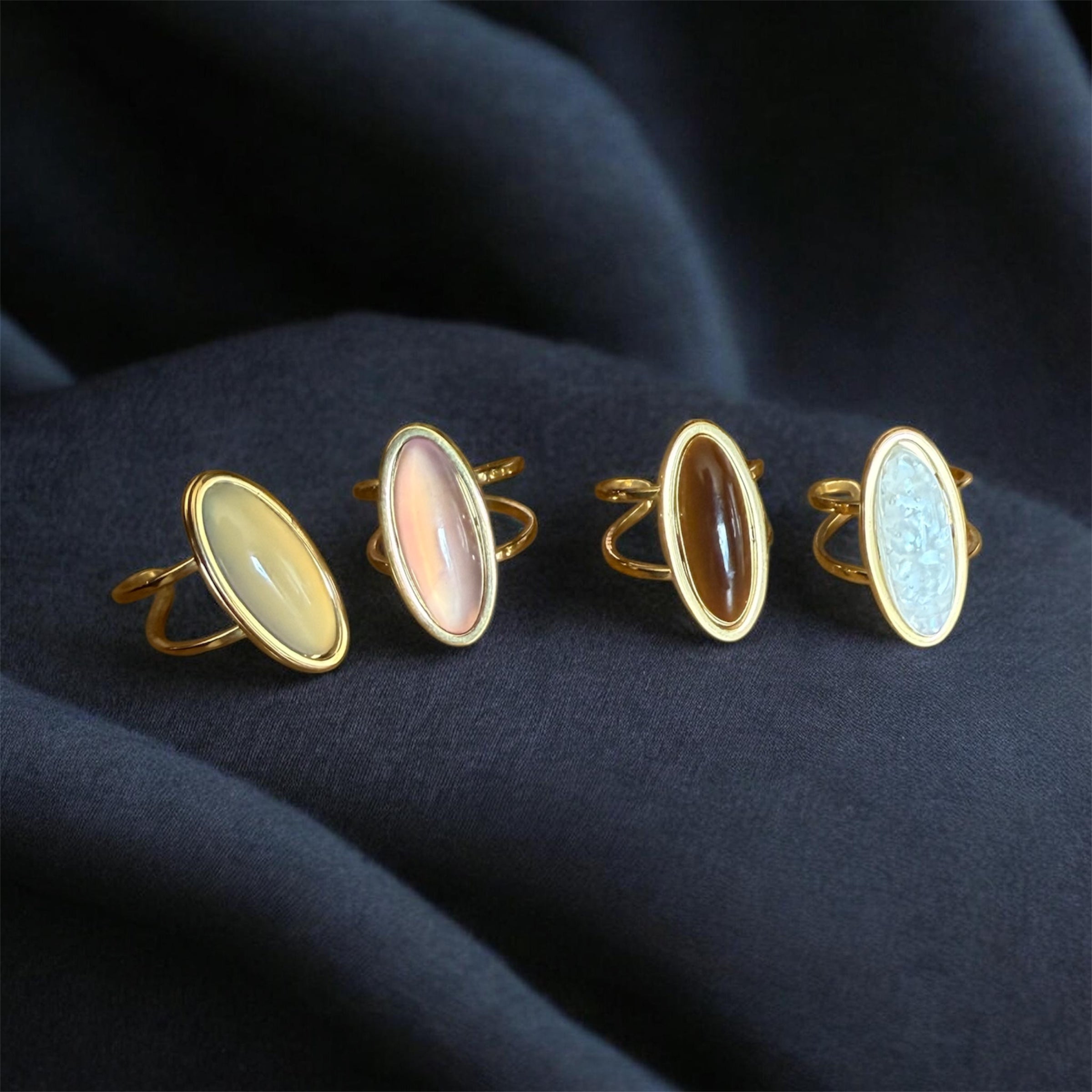 Bague ovale pierre - Plusieurs coloris