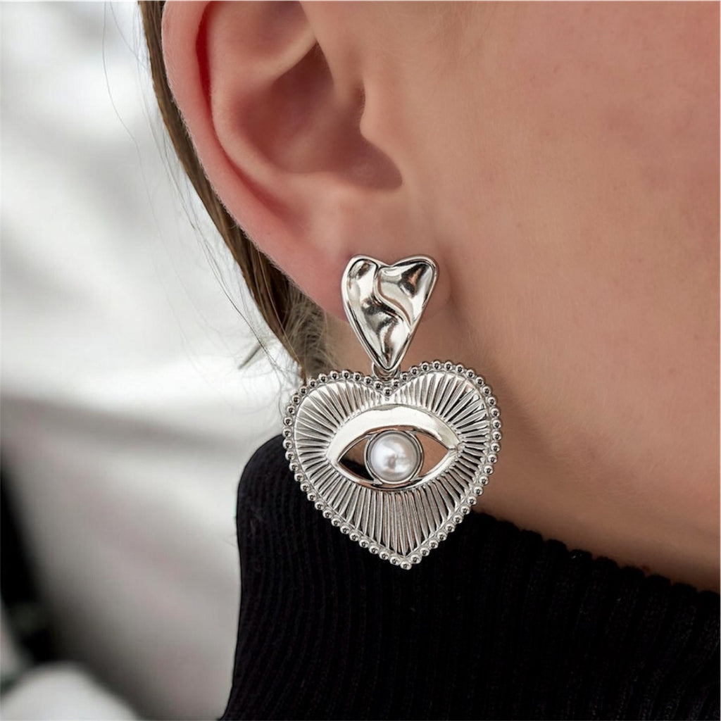 Boucles d'oreilles coeur sacré - Doré ou argenté