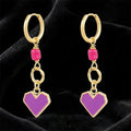 Boucles d'oreilles coeur fuchsia