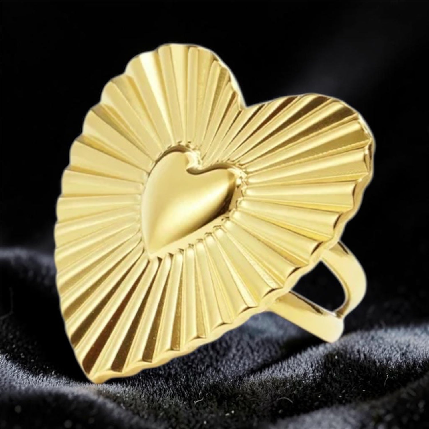 Bague coeur rayonnant