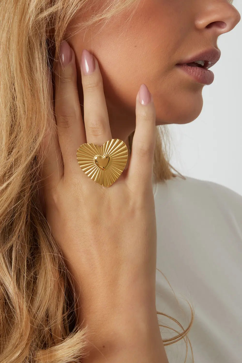Bague coeur rayonnant